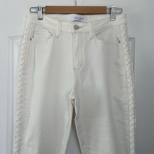 Judy Blue Jeans Womens Size 9/29 White Braided Side Seam Relaxed Fit Mid Rise